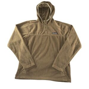 Columbia Hoodie Mens Medium Brown Fleece Pullover Sweatshirt Pockets Outdoor